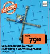Midas Professional Tools Heavy Duty 4 Way Wheel Spanner 17, 19, 21, 23mm WS01M