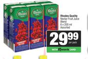   Rhodes Quality Nectar Fruit Juice Blend Assorted-6 x 200ml Per Pack