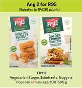 Fry's Vegetarian Burger,Schnitzels,Nuggets,Popcorn Or Sausage-For Any 2 x 300g-500g