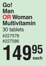 Go! Man Or Woman Multivitamin-30 Tablets Each