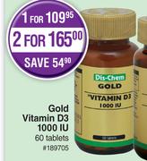Gold Vitamin D3 1000 IU-For 2 x 60 Tablets Pack