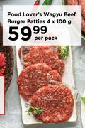 Food Lover's Wagyu Beef Burger Patties-4 x 100g Per Pack