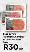 Food Lover's Traditional, Cervelat Or Chorizo Salami-70g Each