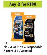 Bic Flex 3 Or Flex 4 Disposable Razor's 4's Assorted-For Any 2