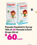 Panado Paediatric Syrup 100ml Or Panado Infant Drops 20ml-Each