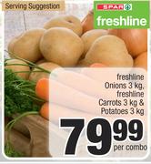 Spar Freshline Onions 3kg, Freshline Carrots 3kg & Potatoes 3kg-Per Combo