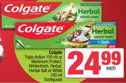 Colgate Triple Action 150ml/Maximum Protect,Winterfresh,Herbal,Herbal Salt Or White 100ml Toothpaste