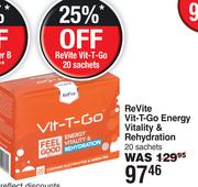 ReVite Vit-T-Go Energy Vitality & Rehydration-20 Sachets