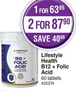 Lifestyle Health B12 + Folic Acid-For 1 x 60 Tablets