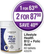 Lifestyle Health B12 + Folic Acid-For 2 x 60 Tablets