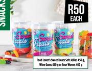 Food Lover's Sweet Treats Soft Jellies 450g, Wine Gums 450g Or Sour Worms 400g-Each