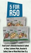 Food Lover's Almonds Roasted & Salted Or Raw-For 5 x 35g