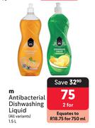 M Antibacterial Dishwashing Liquid (All Variants)-For 2 x 1.5L