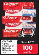 Colgate Optic, Sensitive Or Naturals (All Variants)-For 2 x 75ml