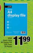 Spar Good Living A4 Display File Soft Cover 20 Pocket-Each