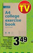 Spar Good Living A4 College Exercise Book(Feint Margin) 72 Page-Each