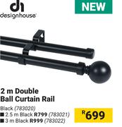 Design House 2m Double Ball Curtain Rail (Black) 783020