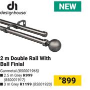Design House 2m Double Rail With Ball Finial (Gunmetal) 850001965
