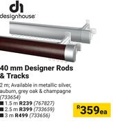 Design House 40mm Designer Rods & Track 733654-3m Each