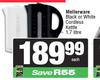 Mellerware Black Or White Cordless Kettle 1.7L