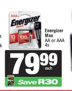Energizer Max AA Or AAA-4s