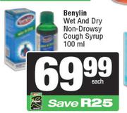 Benylin Wet & Dry Non Drowsy Cough Syrup-100ml