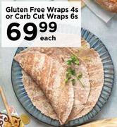 Gluten Free Wraps 4s Or Carb Cut Wraps 6s-Each