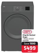 Defy 8Kg Air Vented Dryer DTD317-Each