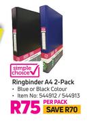 Simple Choice Ringbinder A4 2 Pack-Per Pack