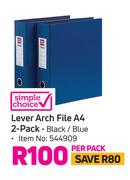 Simple Choice Lever Arch File A4 2 Pack-Per Pack
