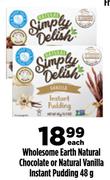 Wholesome Earth Natural Chocolate Or Natural Vanilla Instant Pudding-48g Each