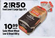 Sasko Whole Wheat Low Gl Bread-800g Each