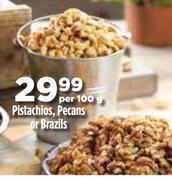 Pistachios, Pecans Or Brazils-Per 100g