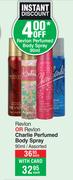 Revlon Or Revlon Charlie Perfumed Body Spray Assorted-90ml Each