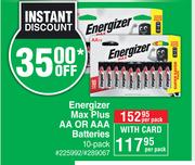 Energizer Max AA Or AAA Batteries 225992/289067-10 Pack Per Pack