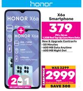 2 x Honor X6a Smartphone-On 1.2GB Red Top Up Core More Data