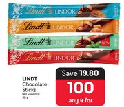 Lindt Chocolates Sticks (All Variants)-For 4 x 38g