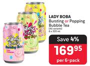 Lady Boba Bursting Or Popping Bubble Tea (All Variants)-6 x 320ml