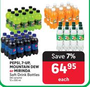 Pepsi, 7 Up, Mountain Dew Or Mirinda Soft Drink Bottles (All Variants)-12 x 330ml