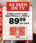 Food Lover's Lean Beef Mince-2 x 500g Per Pack