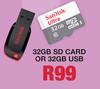 Sandisk 32GB SD Card Or 32GB USB