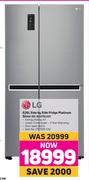 LG 626L Side By Side Fridge (Platinum Silver) (GC-B247SLUV)