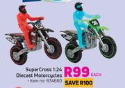 Super Cross 1:24 Diecast Motorcycles-Each