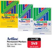 Artline Permanent Markers 70, 90, 700-Per 12-Pack