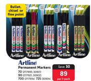 Artline Permanent Markers 70, 90, 700-Per 3-Pack