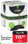 m Jumbo Kitchen Towel (White)-4's Pack