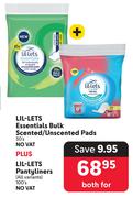Lil-Lets Essentials Bulk Scented/Unscented Pads 30's Plus Lil-Lets Pantyliners 100's Pack-For Both