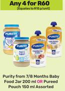 Purity From 7/8 Months Baby Food Jar 200ml Or Pureed Pouch 150ml Assorted-For Any 4