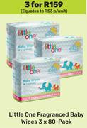 Little One Fragranced Baby Wipes-For 3 x 80's Pack