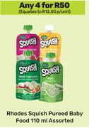 Rhodes Squish Pureed Baby Food Assorted-For Any 4 x 110ml